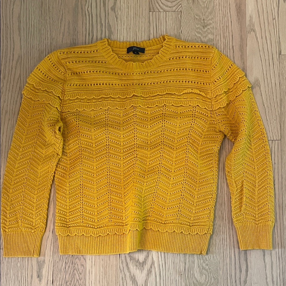 J. Crew Mustard Chevron Knit Sweater